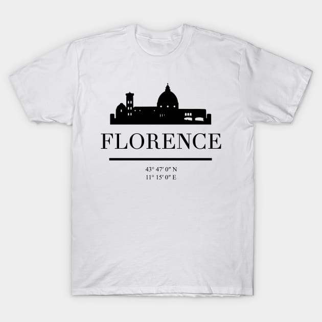 FLORENCE ITALY BLACK SILHOUETTE SKYLINE ART T-Shirt by deificusArt